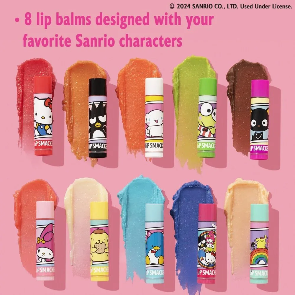NEW Lip Smacker Sanrio Hello Kitty 8-Piece Flavored Lip Balm My Melody Little Tw